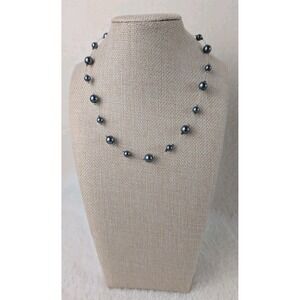 Carolee Gunmetal Gray Simulated Pearl Necklace Elegant Classic Strand‎ Jewelry